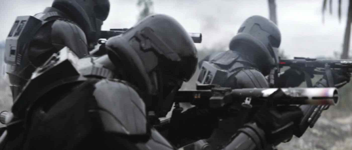 Three <em>Star Wars</em> Death Troopers in battle